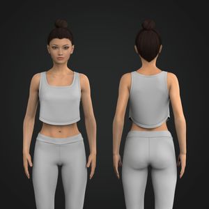 Ladies Squared Off Neckline Scallop Bottom Tank Top Tech Pack