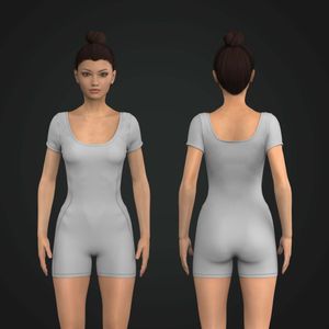 Ladies Squared Off Neckline Short Sleeve Bodysuit Tech Pack
