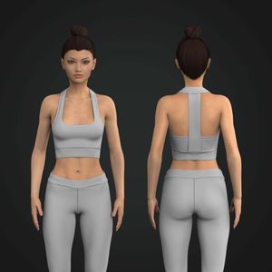 Ladies Squared Off Neckline Strap Back Crop Bra Tech Pack