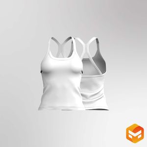 Ladies Squared Off Neckline Strappy Fitted Tank Top 3D Garment