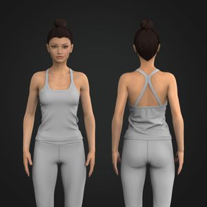 Ladies Squared Off Neckline Strappy Fitted Tank Top Tech Pack
