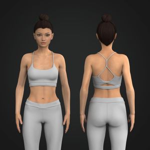 Ladies Squared Off Neckline Twisted Back Cut Out Sports Bra Tech Pack