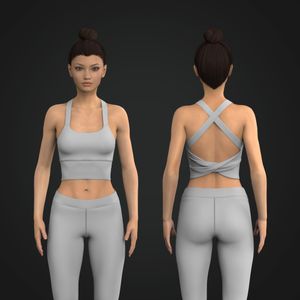 Ladies Squared Off Neckline Twisted Back Sports Bra Tech Pack