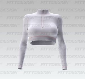 Ladies Stand Collar Half Zip Cropped Long Sleeve Tee Smart Mockup
