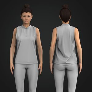 Ladies Stand Collar Tailored Fit Tank Top Tech Pack