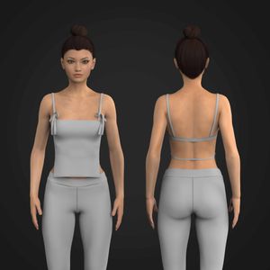 Ladies Straight Neckline Knotted Strap Open Back Tank Top Tech Pack
