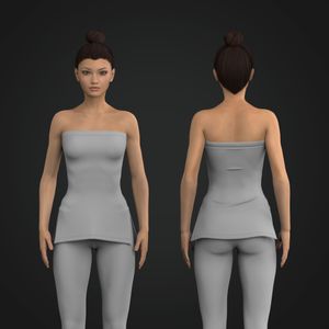 Ladies Strapless Split hem Tube Top Tech Pack