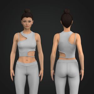 Ladies Strappy Asymmetrical Cut Out Tank Top Tech Pack