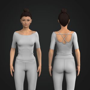 Ladies Strappy Back Cut Out Half Sleeve Fitted Tee Tech Pack