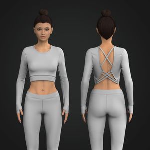 Ladies Strappy Criss Cross Back Runner Sleeve Crop Top Tech Pack