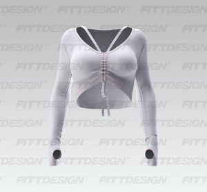 Ladies Strappy Front Ruching Runner Sleeve Crop Top Smart Mockup
