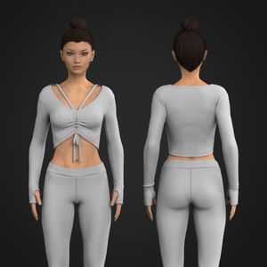 Ladies Strappy Front Ruching Runner Sleeve Crop Top Tech Pack