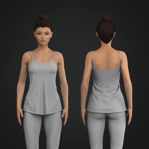 Ladies Strappy Full Length Scallop Bottom Tank Top Tech Pack