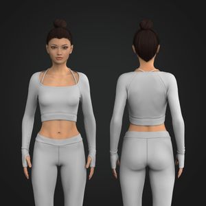 Ladies Strappy Halter Neck Runner Sleeve Crop Top Tech Pack