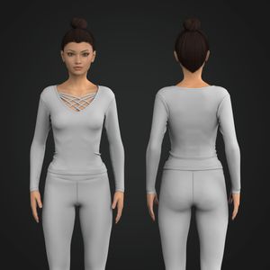Ladies Strappy Interlocking Front Fitted Long Sleeve Tee Tech Pack