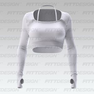 Ladies Strappy Neckline LS Crop Smart Mockup