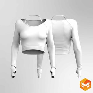 Ladies Strappy Runners Sleeve Crop Top - 3D Garment