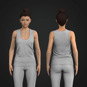 Ladies Strappy Split Hem Relaxed Tank Top Tech Pack