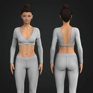 Ladies Surplice Neckline Long Sleeve Crop Top Tech Pack