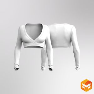Ladies Surplice Neckline Long Sleeve Micro Top 3D Garment