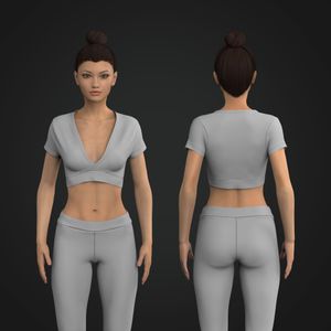 Ladies Surplice Neckline Short Sleeve Crop Top Tech Pack