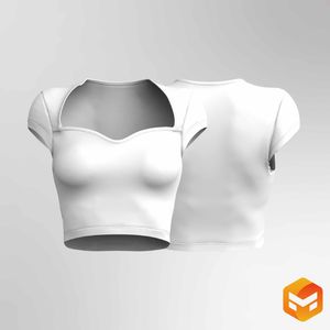 Ladies Sweetheart Neckline Cap Sleeve Tee - 3D Garment