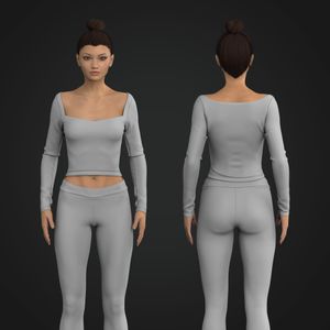 Ladies Sweetheart Neckline Fitted Long Sleeve Top Tech Pack