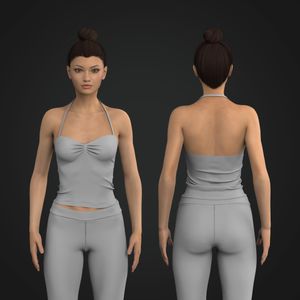 Ladies Sweetheart Neckline Front Ruching Halter Top Tech Pack