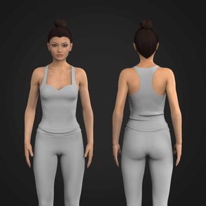 Ladies Sweetheart Neckline Scallop Bottom Fitted Tank Top Tech Pack