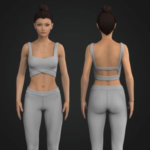 Ladies Sweetheart Neckline V-Shaped Cross Over Waistband Sports Bra Tech Pack
