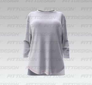 Ladies Three Quarter Sleeve Shirttail Bottom Tee Smart Mockup