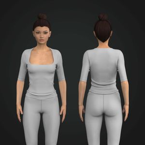 Ladies Three Quarter Sleeve Squared Off Neckline Tee Tech Pack