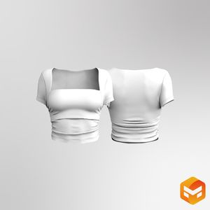 Ladies Trapeze Neckline Ruched Bolero Effect Short Sleeve Tee 3D Garment
