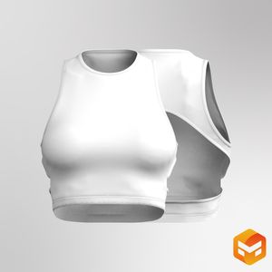 Ladies Triangular Back Cut Out Crop Tank Top 3D Garment