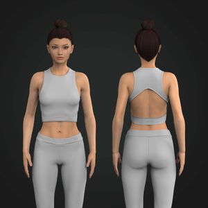 Ladies Triangular Back Cut Out Crop Tank Top Tech Pack