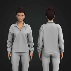 Ladies Turn Down Lapel Collar Relaxed Sweater Tech Pack