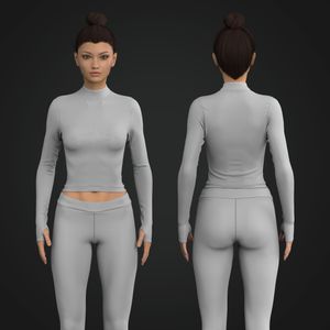 Ladies Turtle Neck Runners Sleeve Crop Top Tech Pack