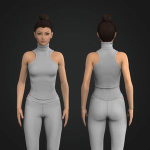 Ladies Turtle Neck Scallop Bottom Fitted Tank Top Tech Pack