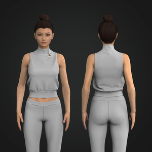 Ladies Turtle Neckline Banded Bottom Relaxed Tank Top Tech Pack