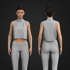 Ladies Turtleneck Oversized Crop Tank Top