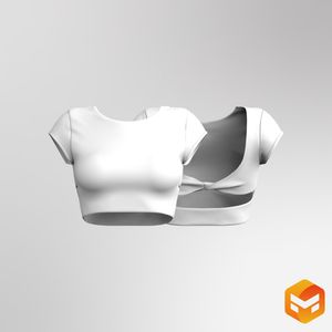 Ladies Twisted Back Cut Out Cap Sleeve Crop Top 3D Garment