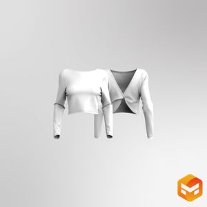 Ladies Twisted Back Long Sleeve Crop Top 3D Garment