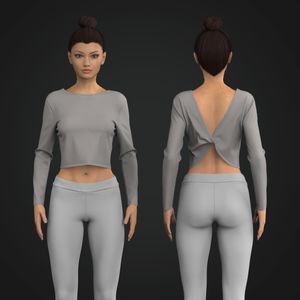 Ladies Twisted Back Long Sleeve Crop Top Tech Pack