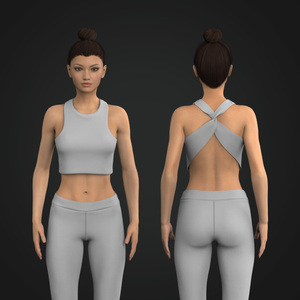Ladies Twisted Back Relaxed Crop Tank Top Tech Pack