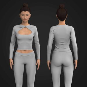 Ladies Twisted Front Cut Out Fitted Long Sleeve Top Tech Pack