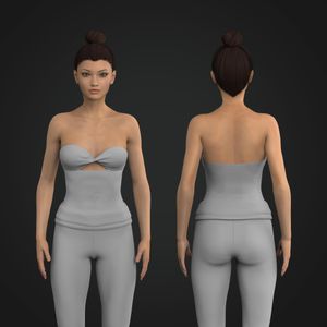 Ladies Twisted Front Knitted Tube Top Front Tech Pack