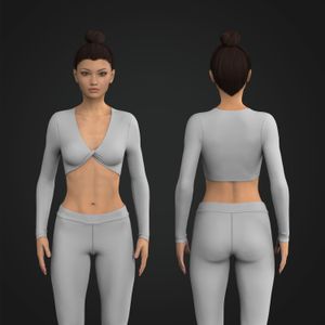 Ladies Twisted Front Long Sleeve Top Tech Pack