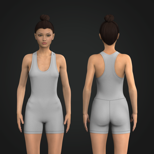 Ladies U-Shaped Neckline Racer Back Short Unitard Tech Pack