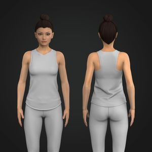 Ladies Upper V-Shaped Neckline Scallop Bottom Tank Top Tech Pack