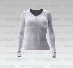 Ladies V-Neck Hal fZip Knuckle Length Long Sleeve Tee Smart Mockup
